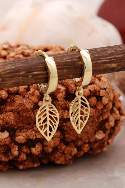 Sümer Telkari Defne Yaprağı Altın Yaldızlı Gümüş Küpe 5428