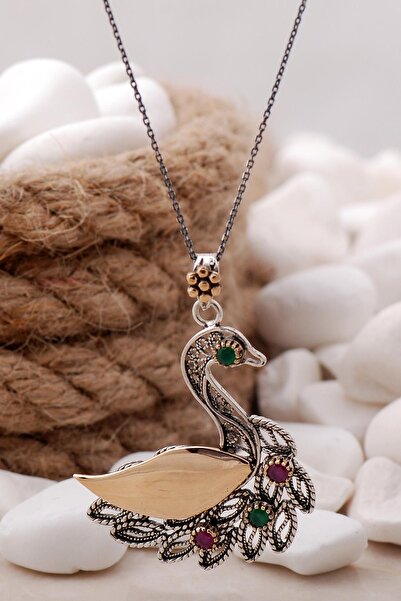 Sümer Telkari Kuğu Telkari Işlemeli Gümüş Kolye 138