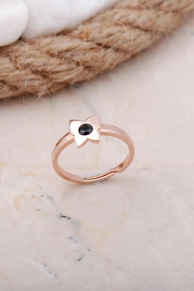 Sümer Telkari Oniks Taşlı Kelebek Rose Gümüş Yüzük 3420