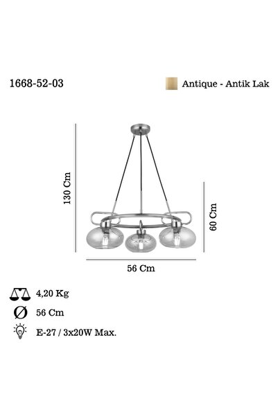 LUCEA ROLAN 3 LU ANTIK LAK AVIZE 3XE27