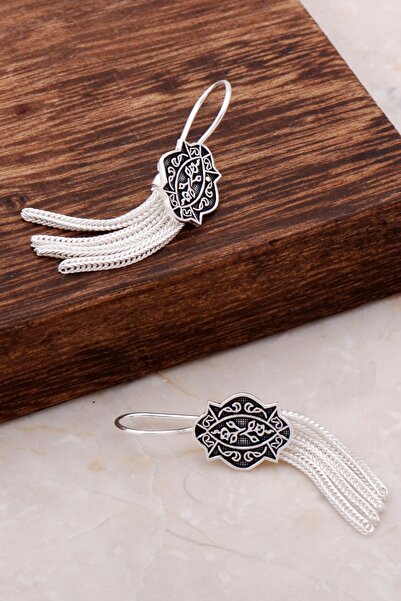 Sümer Telkari Asur Motifli Elişi Gümüş Sallantılı Küpe 4909