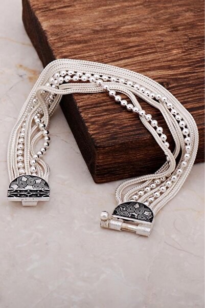 Sümer Telkari Midyat Hasırı Gümüş Bileklik 3243