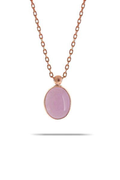 Sümer Telkari Pembe Kuvars Taşlı Rose Gümüş Kolye 7306