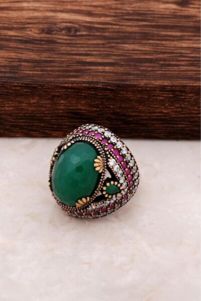 Sümer Telkari Kök Zümrüt Taşlı Gümüş Yüzük 688