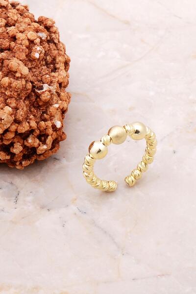 Sümer Telkari Dorika Altın Yaldızlı 925 Ayar Gümüş Yüzük 3105