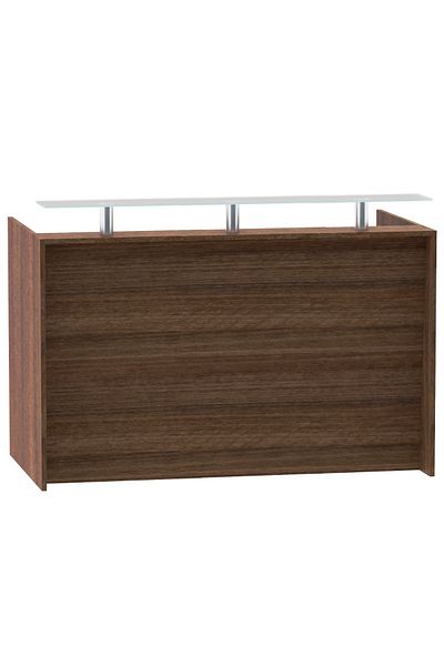 Mahmayi Modern Reception Desk White with Glass Top Desk Office Reception Table - 160Cm (Dark Brown)
