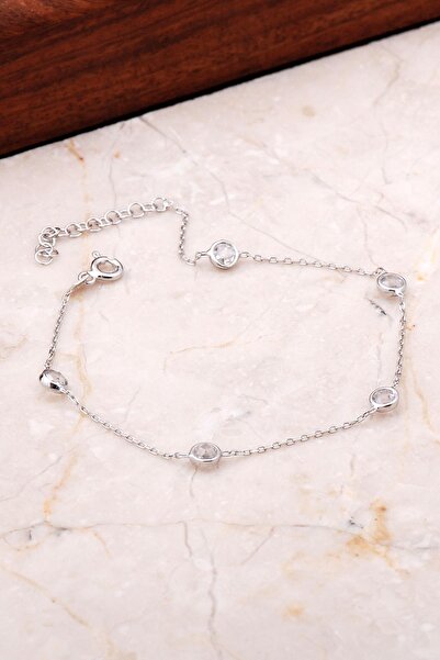 Sümer Telkari Sıra Taşlı Gümüş Zincir Bileklik 3528