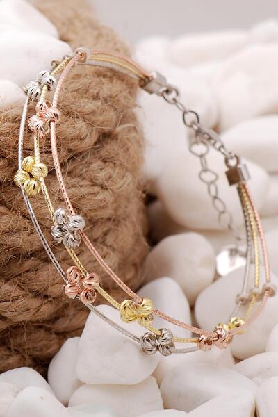 Sümer Telkari Dorissa Altın Yaldızlı Rose Gümüş Toplu Bilezik 3875