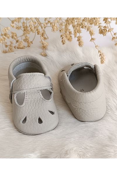 Hodore Wizy Gray Genuine Leather Baby Booties Moccasin