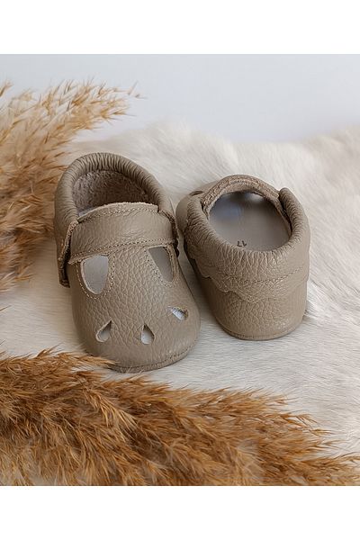 Hodore Wizy Dark Mink Genuine Leather Baby Booties Moccasin