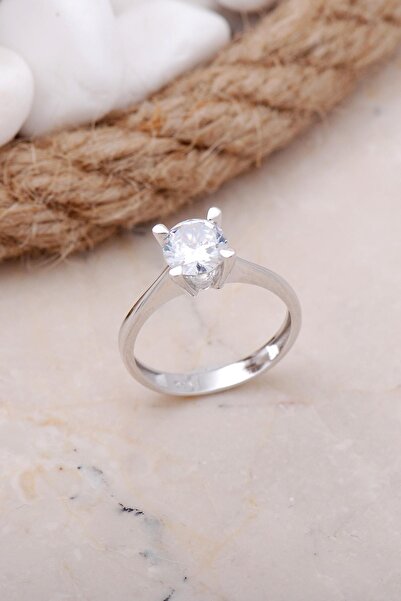 Sümer Telkari Tektaş Rodyumlu Gümüş Yüzük 3384