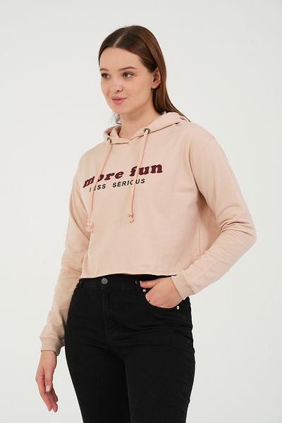 VALUE FASHION Hooded Crop Comfortable Fit Sweatshirt (with Beret Gift)