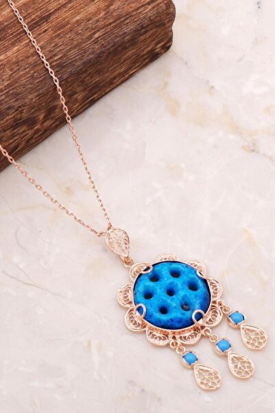 Sümer Telkari Telkari İşlemeli Rose Gümüş Süryani Boncuğu Kolye 6718