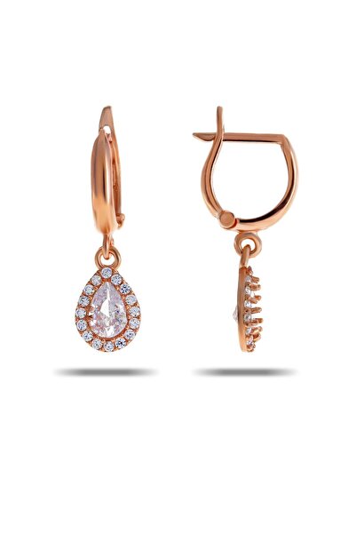 Sümer Telkari Kuvars Taşlı Damla Mini Rose 925 Ayar Gümüş Küpe 4964