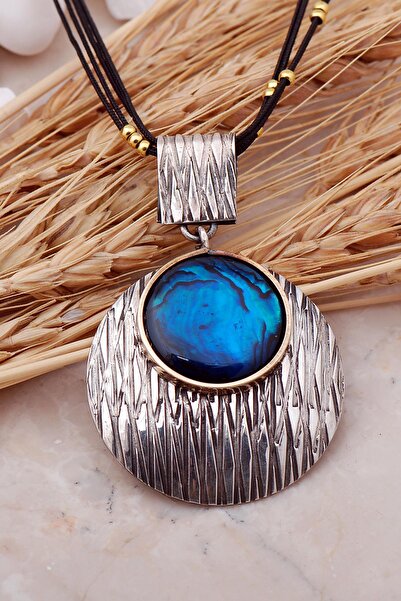 Sümer Telkari Okyanus Sedefi Çekiç Dövme Elişi Gümüş Kolye 7423