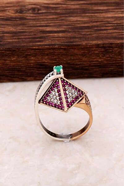 Sümer Telkari Tasarım Piramit El Yapımı Gümüş Yüzük 464