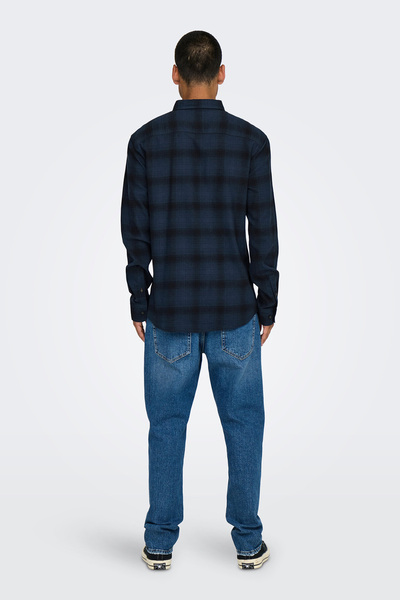 Only & Sons Чоловіча сорочка Onsmatt з довгими рукавами, прямий крій, 100% бавовна, 22030127, темно-синя