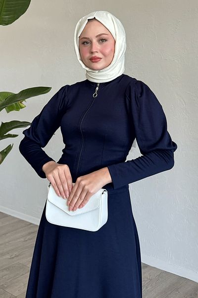 InStyle Fish Sleeve Navy Blue Skirt Suit