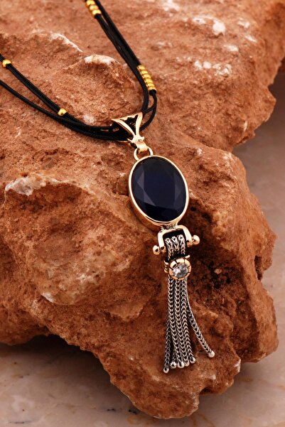 Sümer Telkari Safir Elişi Tasarım Gümüş Kolye 6568