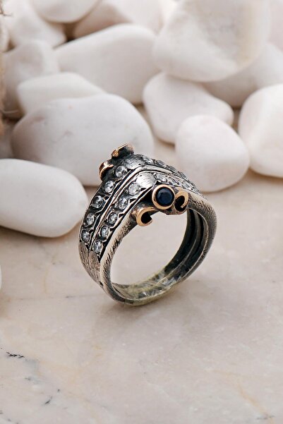 Sümer Telkari Safir Taşlı Parçalı Elişi Gümüş Yüzük 263