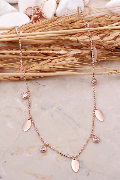 Sümer Telkari Mekik Pullu Rose Gümüş Kolye 7446