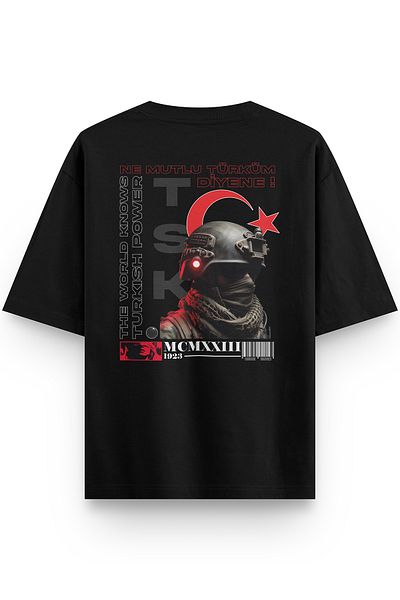 Overoz Μπλουζάκι Unisex με εμπριμέ μαύρο υπερμεγέθη Tsk Soldier - 1238
