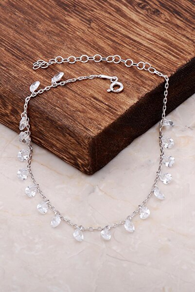 Sümer Telkari Sallantılı Damla Taşlı Gümüş Halhal 244