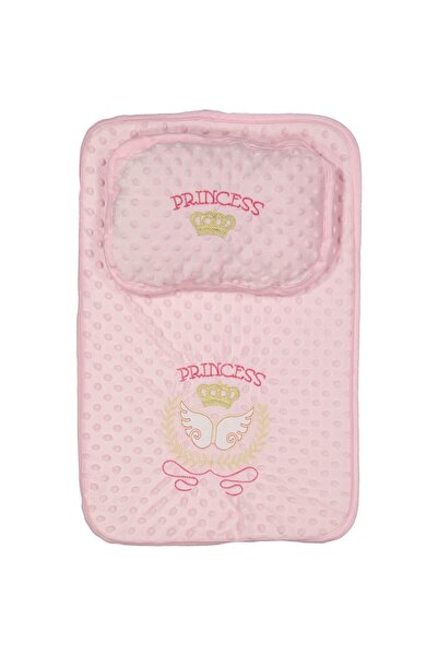 bebegen بطانية طفلة مطرزة باللون الوردي - 80x90