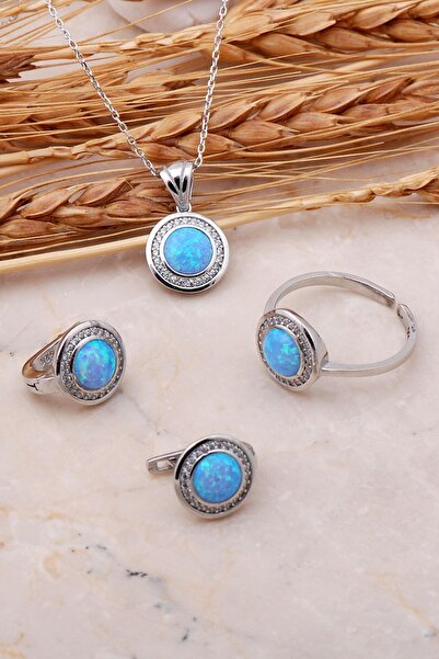 Sümer Telkari Opal Taşlı Gümüş Üçlü Set 2426