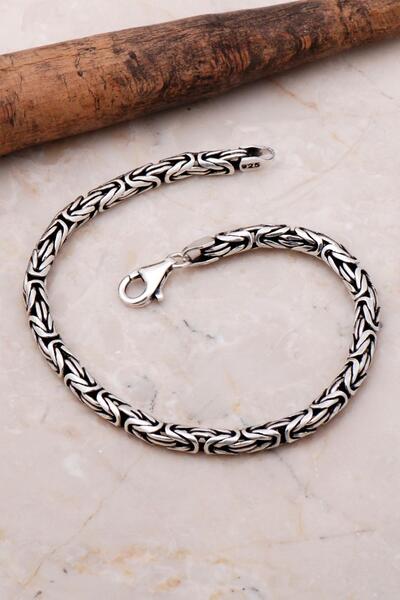 Sümer Telkari Kral Zincir 4 Mm 21 Cm Elişi Gümüş Erkek Bileklik 3668