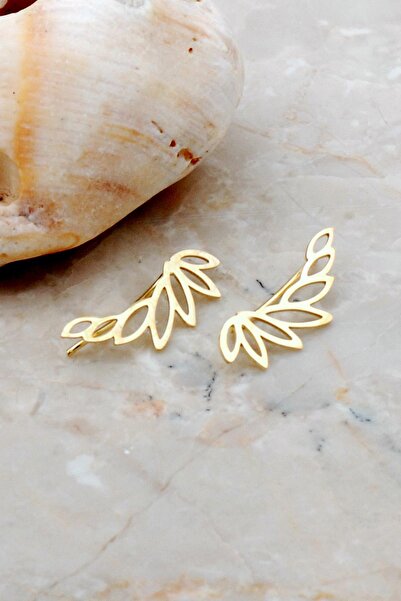 Sümer Telkari Melek Kanadı Altın Yaldızlı Gümüş Küpe 2585