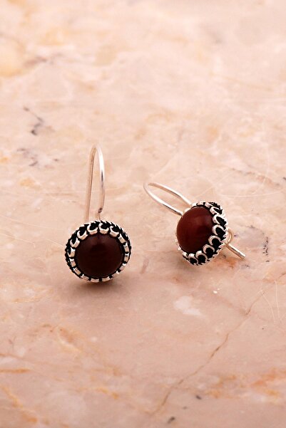 Sümer Telkari Akik Taşlı Mini Elişi Gümüş Küpe 6178