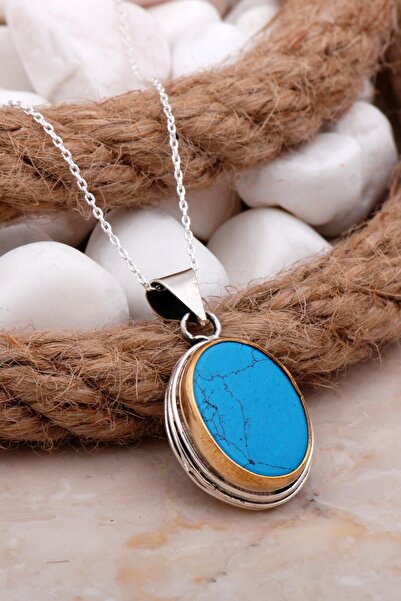 Sümer Telkari Firuze Taşlı Sarma Elişi Gümüş Kolye 7821