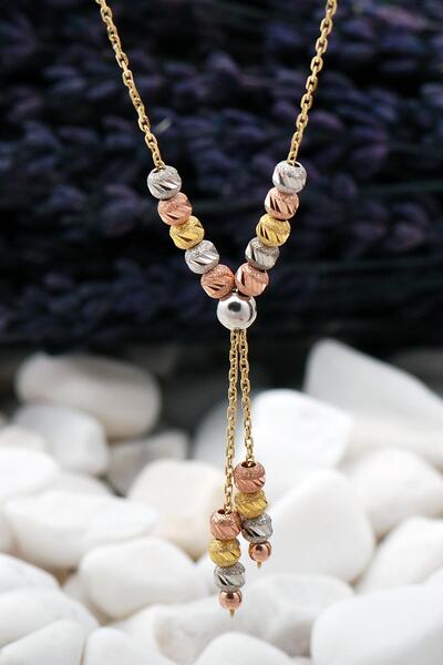 Sümer Telkari Dorissa Altın Yaldız Rose Rodyumlu Gümüş Kolye 7388