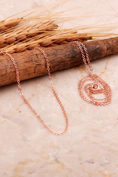 Sümer Telkari Ezme Forse 50 Cm Rose Gümüş Zincir Kolye 63