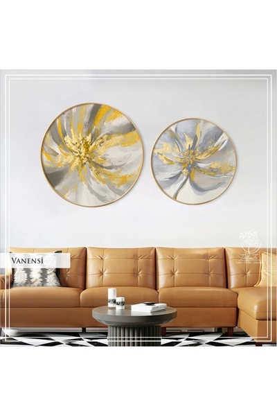 Tablomtr Metal Framed Real Glass Round Table Vanensib Set of 2