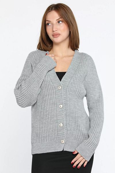 GÜLSELİ Gray Women's Knitted Sweater Cardigan