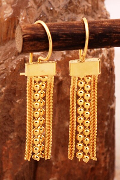 Sümer Telkari Hasır Elişi Altın Kaplama Gümüş Küpe 7008