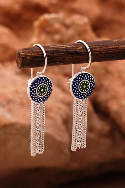 Sümer Telkari Mardin Güneşi Elişi Mineli Hasır 925 Ayar Gümüş Küpe 6134