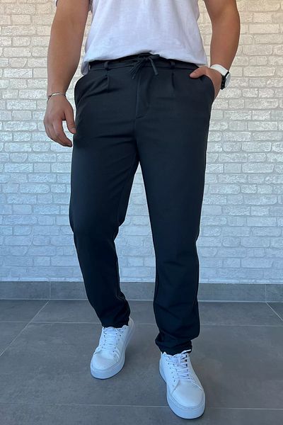 MİSHAR İTALİA Καπνιστό ανδρικό παντελόνι Jogger με ελαστική μέση διπλό πόδι