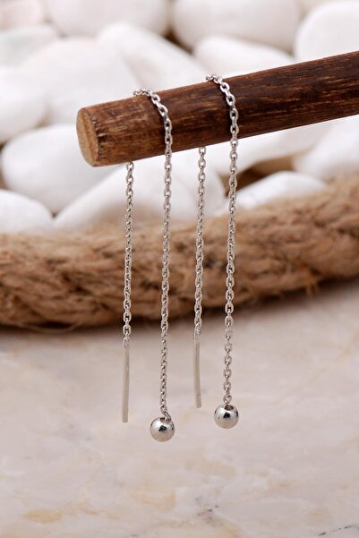 Sümer Telkari Top Gümüş Zincir Küpe 5217