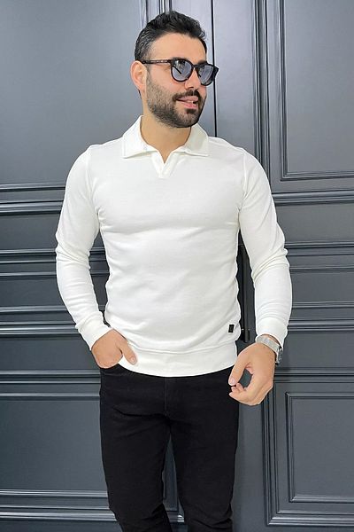 MİSHAR İTALİA Ανδρικό φούτερ με λευκό γιακά Polo