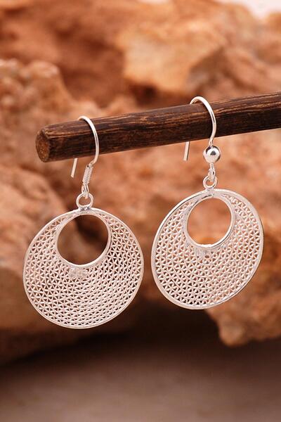 Sümer Telkari Halka Tasarım Elişi Telkari Gümüş Küpe 6121