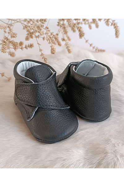 Hodore Genuine Black Leather Velcro Baby Boots