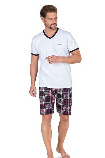 Pierre Cardin 6040 Ανδρικό κοντομάνικο σορτς πιτζάμα-λευκό