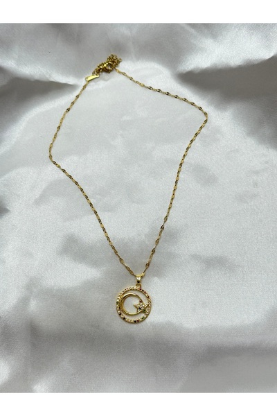Çelik Arya jewelry 316L kararma yapmaz Çelik kadın ay yıldız kolye