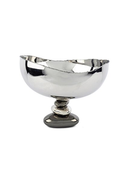 Mikasa Moor Gravel Gümüş Metal Ayaklı Kase 30x25 cm