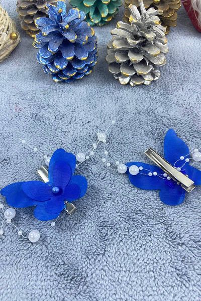 Hobigram Saks Handmade Cataramă Fluture Albastru Organizare Cataramă Fată Accesoriu Păr Cataramă Copii