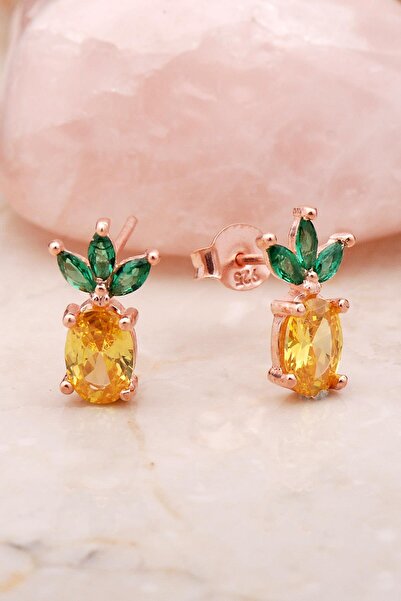 Sümer Telkari Ananas Rose Mini Gümüş Küpe 5401
