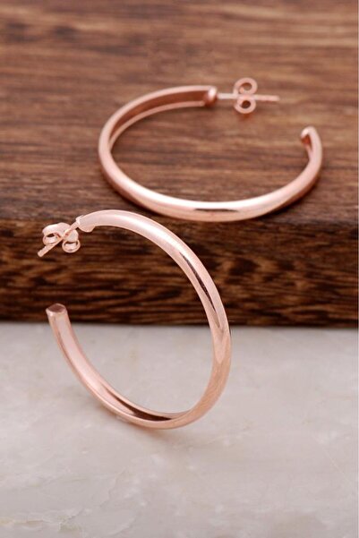 Sümer Telkari Rose Gümüş Orta Boy Halka Küpe 3685